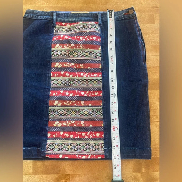 HOLDING HORSES Anthropologie Women’s Western Denim Skirt w/ Fabric Size 27 - Picture 11 of 12